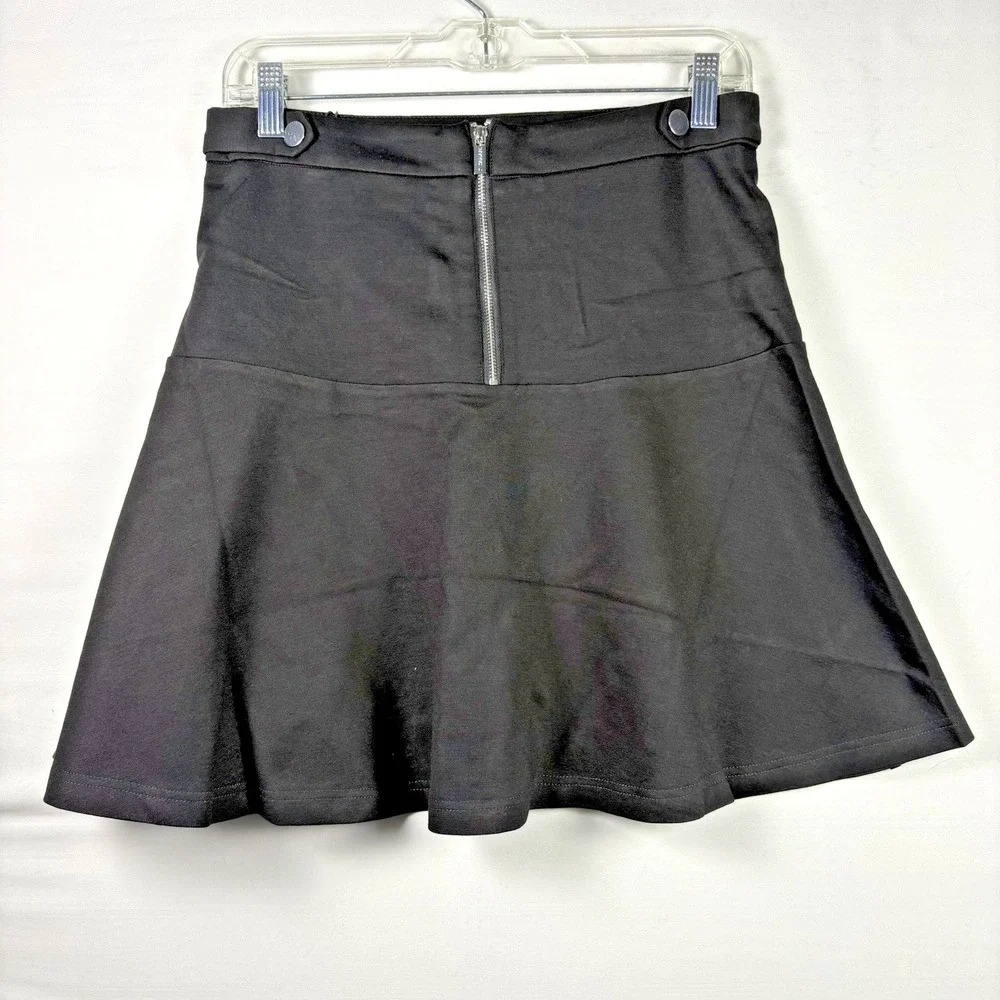Tahari Womens Black Ruffle Hem silver‎ button zipper Skirt Career casual 8 NWT